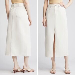 Hidden Jeans Peyton Sea Salt Front Slit Denim Midi Pencil Skirt  Small EUC